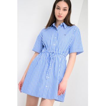 Rochie-camasa mini cu model in dungi - Albastru safir