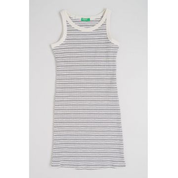 Rochie cambrata si texturata cu decolteu rotund - Alb/Negru