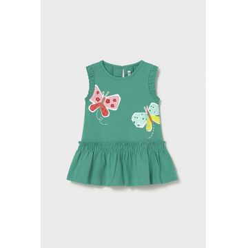 Rochie cu imprimeu fara maneci - Verde persan