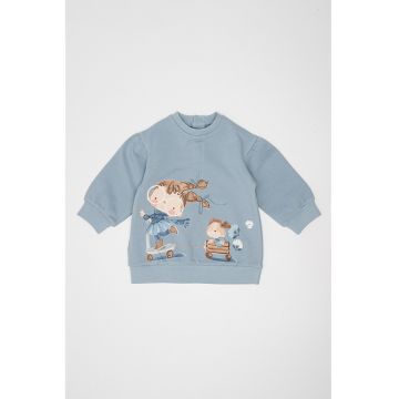 Rochie cu imprimeu grafic - Albastru prafuit
