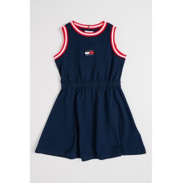 Rochie cu logo si maneci scurte - Bleumarin