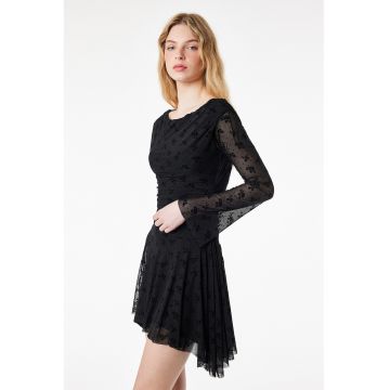 Rochie cu maneci semitransparente - Negru