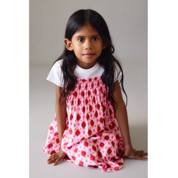 Rochie cu model 2 in 1 si model inima - Alb/Roz