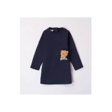 Rochie cu ursulet pentru fetite - 4.7639 - Bleumarin