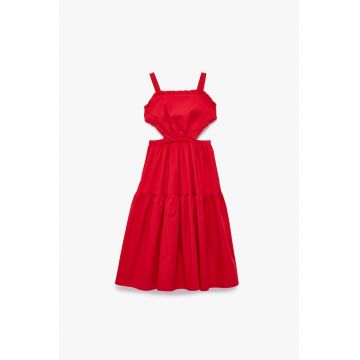 Rochie cu volane si decupaj pe spate - Rosu