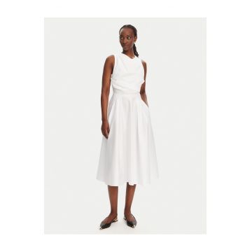 Rochie de cocktail  bumbac - alb - fermoar -