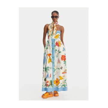Rochie de vara -  albastru - 55% in - 45% viscoza