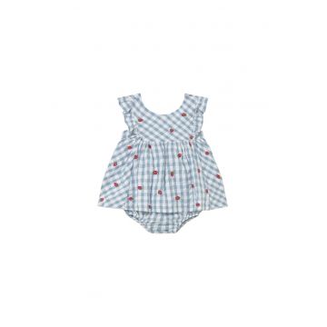 Rochie de vara -  carouri - albastru - bumbac