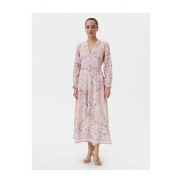 Rochie de vara dama  multicolor/bej - fabricata din materiale usoare