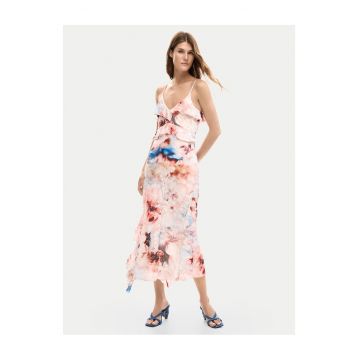 Rochie de vara -  poliester - roz - 94% poliester