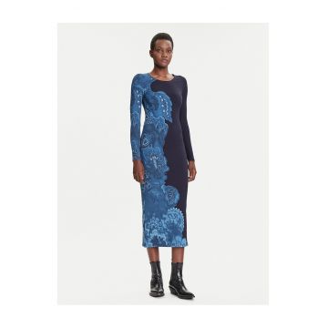 Rochie de zi -  viscoza - bleumarin -