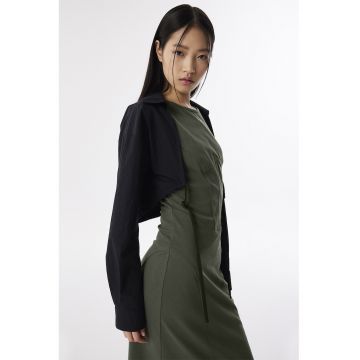 Rochie din amestec de bumbac - Negru/Verde masliniu inchis
