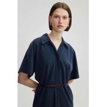 Rochie din amestec de lyocell cu buzunare laterale - Albastru ultramarin