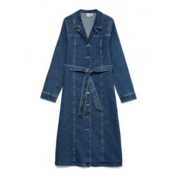 Rochie din denim -  bumbac - albastru - sistem inchidere cu nasturi - Albastru