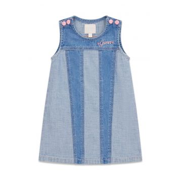 Rochie din denim cu croiala in A - Albastru deschis/Albastru