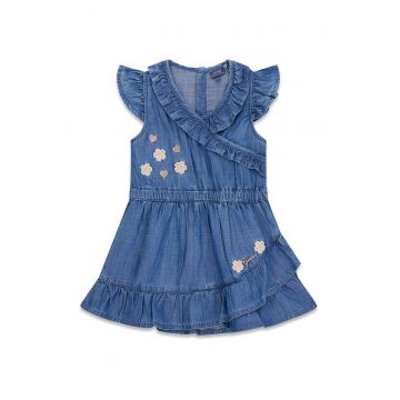 Rochie din lyocell cu decolteu cache-coeur - Albastru pastel