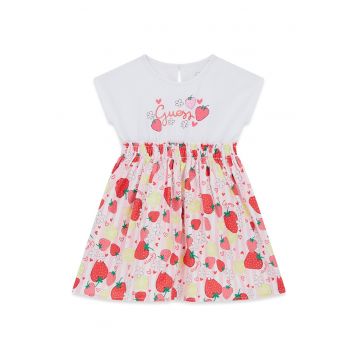 Rochie evazata cu imprimeu floral - Rosu/Alb
