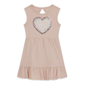 Rochie evazata cu imprimeu logo - Maro nisip