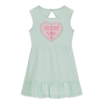 Rochie evazata cu imprimeu logo - Verde pal