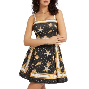 Rochie  evazată cu imprimeu marin - multicolor - Multicolor
