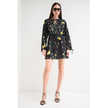 Rochie evazata cu imprimeu - Verde/Galben/Black Onyx