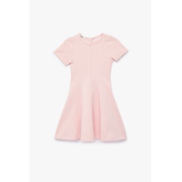 Rochie evazata cu maneci scurte - Roz deschis