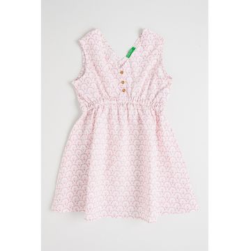 Rochie evazata cu nasturi - Roz pal