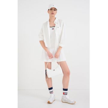 Rochie evazata din amestec de bumbac - Albastru ultramarin/Alb rece