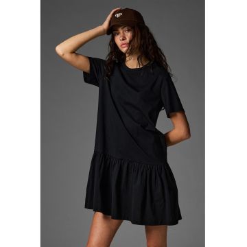 Rochie evazata din amestec de bumbac organic si bumbac - Negru -