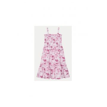 Rochie evazata din amestec de lyocell cu imprimeu tropical