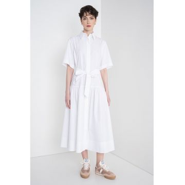 Rochie evazata din bumbac organic - Alb