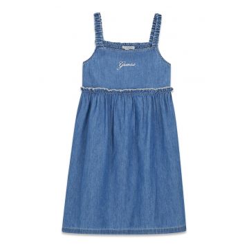 Rochie evazata din denim - Albastru melange