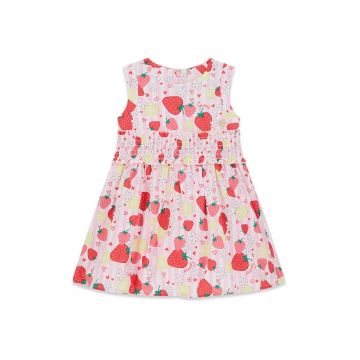 Rochie evazata fara maneci - Rosu/Roz deschis