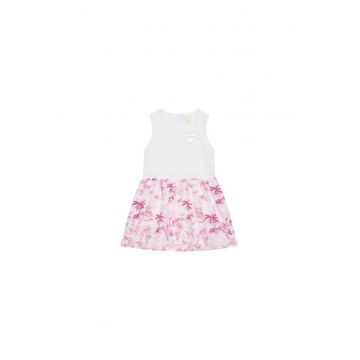 Rochie fara maneci cu imprimeu tropical