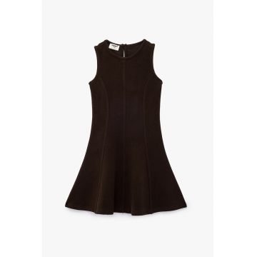 Rochie fara maneci cu pliuri - Maro inchis