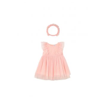 Rochie fete -  poliester - roz - fermoar -