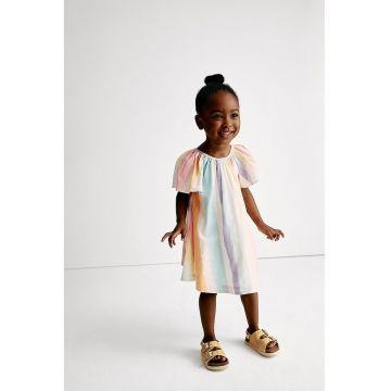 Rochie lejera colorblock - Alb/Portocaliu/Turcoaz