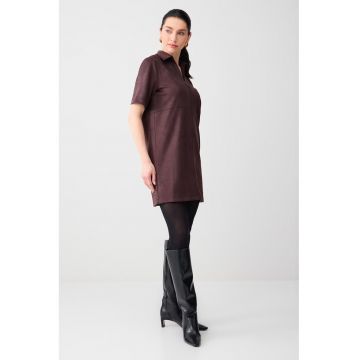 Rochie lejera cu decolteu in V - Maro cognac