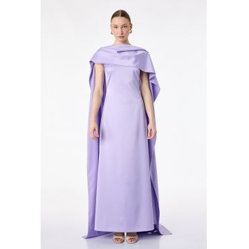 Rochie lunga cu capa in exterior - Albastru lavanda
