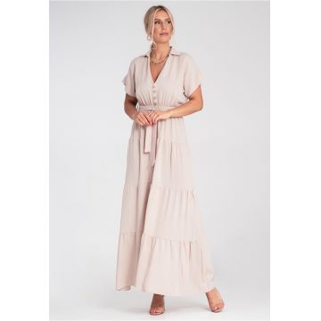 Rochie maxi  bej - maneci scurte - casual -