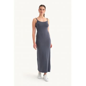 Rochie maxi -  bretele subtiri - gri - material moale
