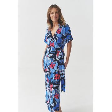 Rochie maxi cu model petrecut - Rosu/Negru/Albastru deschis