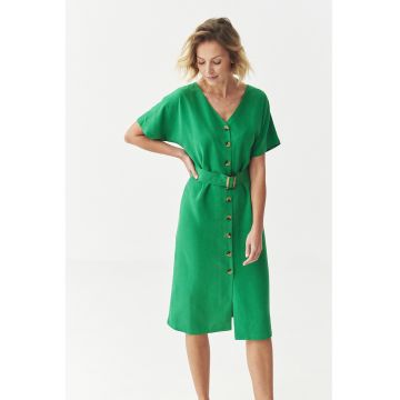 Rochie midi cu croiala dreapta si decolteu in V - Verde