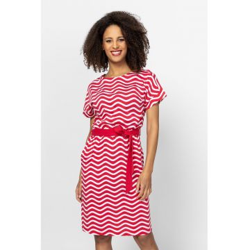 Rochie midi cu croiala dreapta Vinona - Rosu/Alb