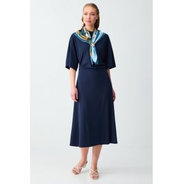 Rochie midi cu croiala pe bie - Bleumarin