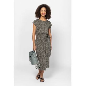 Rochie midi cu model in dungi Vion - Grej/Gri inchis