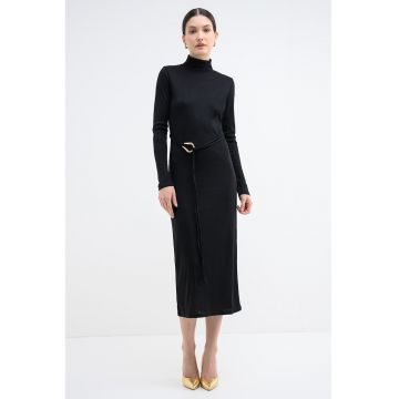 Rochie midi cu un cordon Louisa - Negru