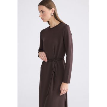 Rochie midi cu un cordon - Maro inchis