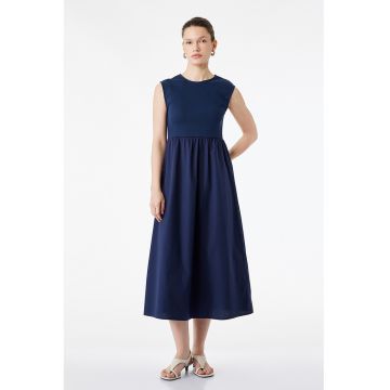 Rochie midi din amestec de bumbac - Albastru ultramarin