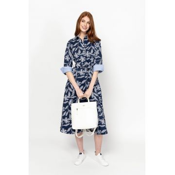 Rochie midi evazata Violetta - Albastru deschis/Bleumarin